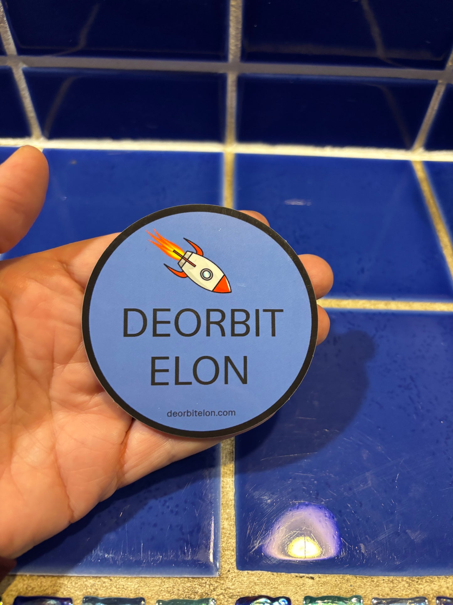 Deorbit Elon 3 x 3 circle sticker